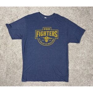 Foo Fighters T-Shirt Graphic Skull Logo Large Blue Heather Rock Band Tee